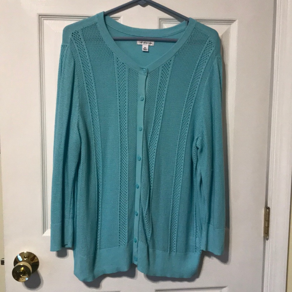 Croft and Barrow Aqua button-down cardigan